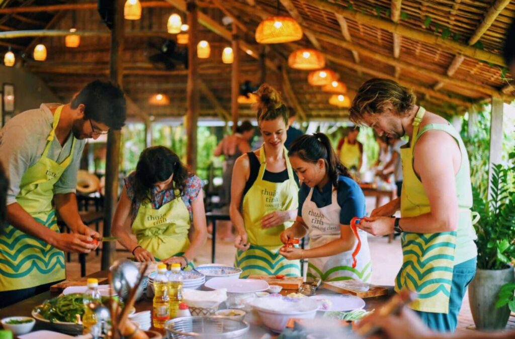 Tra Que offers cooking classes where visitors learn to make Hoi An specialties.
