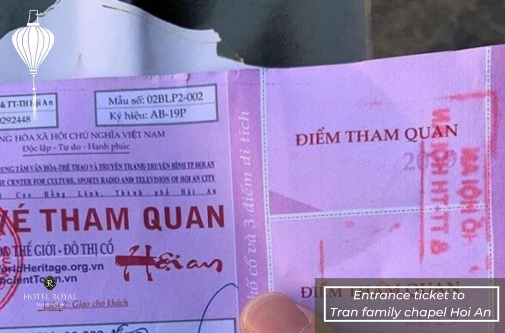 Entrance ticket to Tran family chapel Hoi An