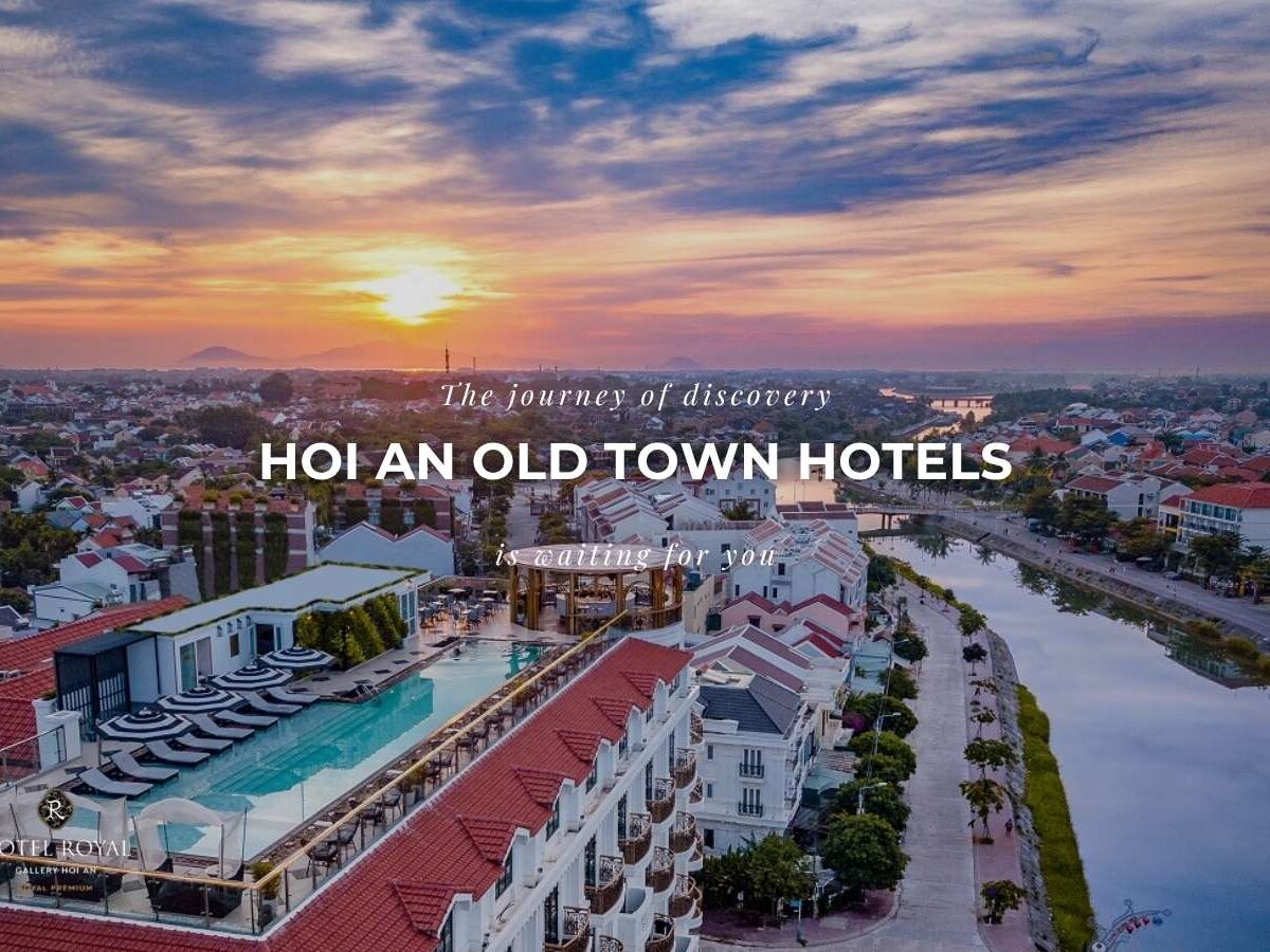 Toàn cảnh Phố cổ Hội An lúc hoàng hôn với lồng đèn và Sông Thu Bồn, tổng quan về khách sạn Hội An tốt nhất