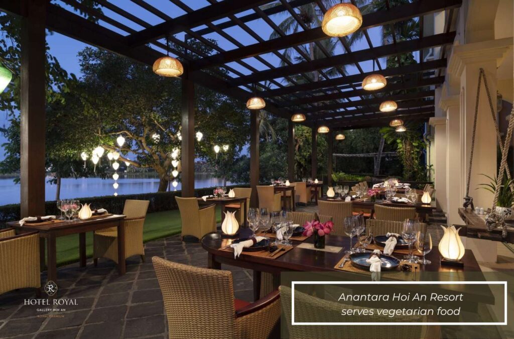 Enjoy vegetarian cuisine in the resort’s serene riverside atmosphere