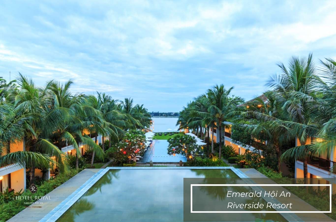 Emerald Hoi An Riverside Resort có hồ bơi hướng ra sông Thu Bồn tuyệt đẹp