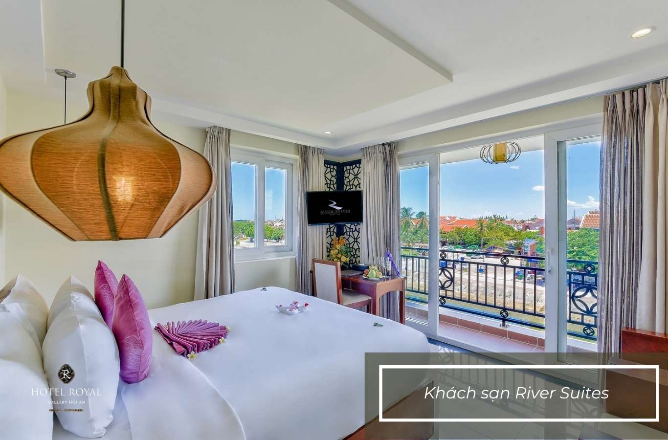 Các phòng nghỉ của khách sạn River Suites Hội An đều có view nhìn ra sông Thu Bồn