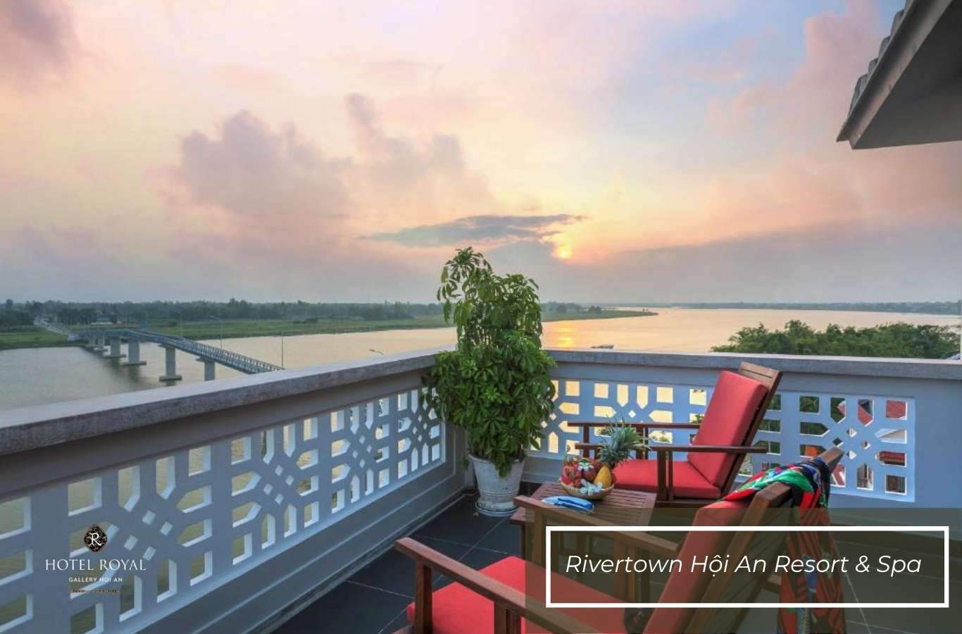 Enjoy the sunset over the Thu Bon River at Rivertown Hoi An Resort & Spa.