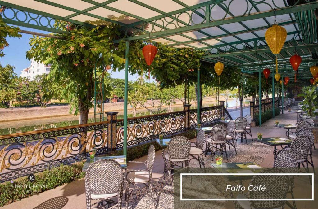 Faifo Café has an outdoor space with views of the river and the ancient town