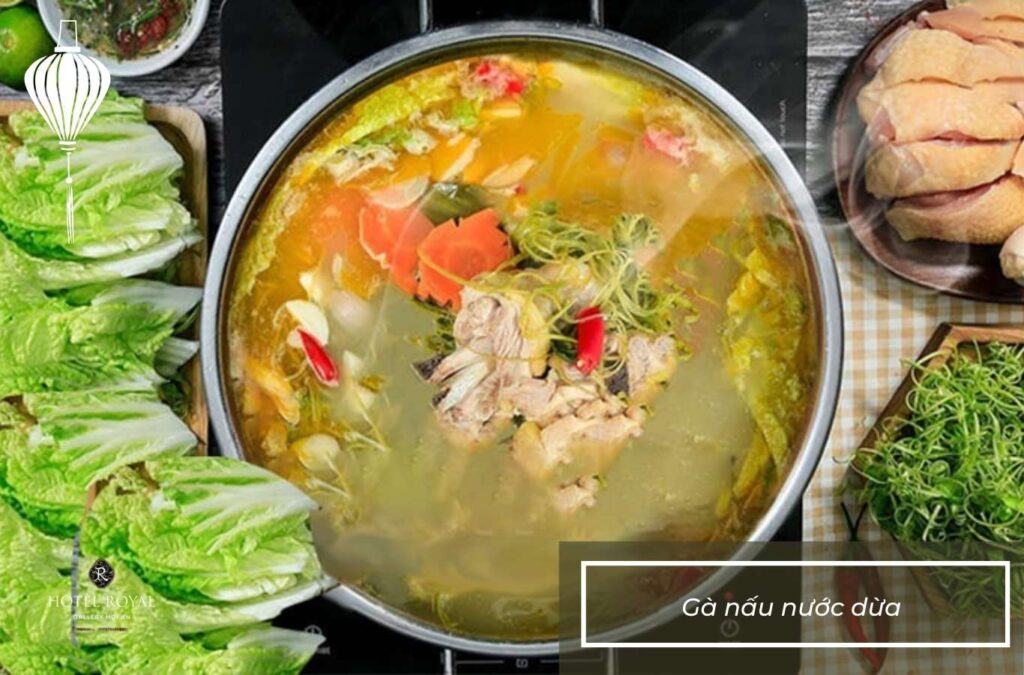 Ga nau lagu or ga nau nuoc dua commonly appears in the Southern Tet meal