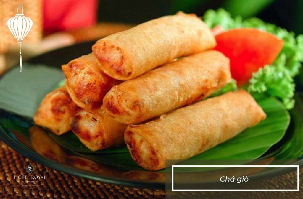 Cha gio is a traditional fried dish with a crispy golden wrapper and savory meat-and-vegetable filling