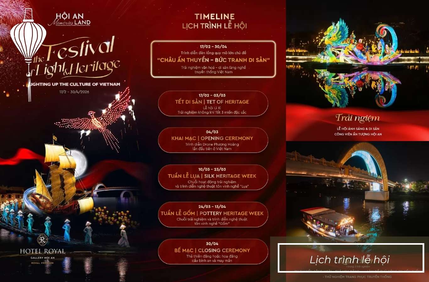 Lịch trình các hoạt động chính tại Lễ hội ánh sáng Hội An 